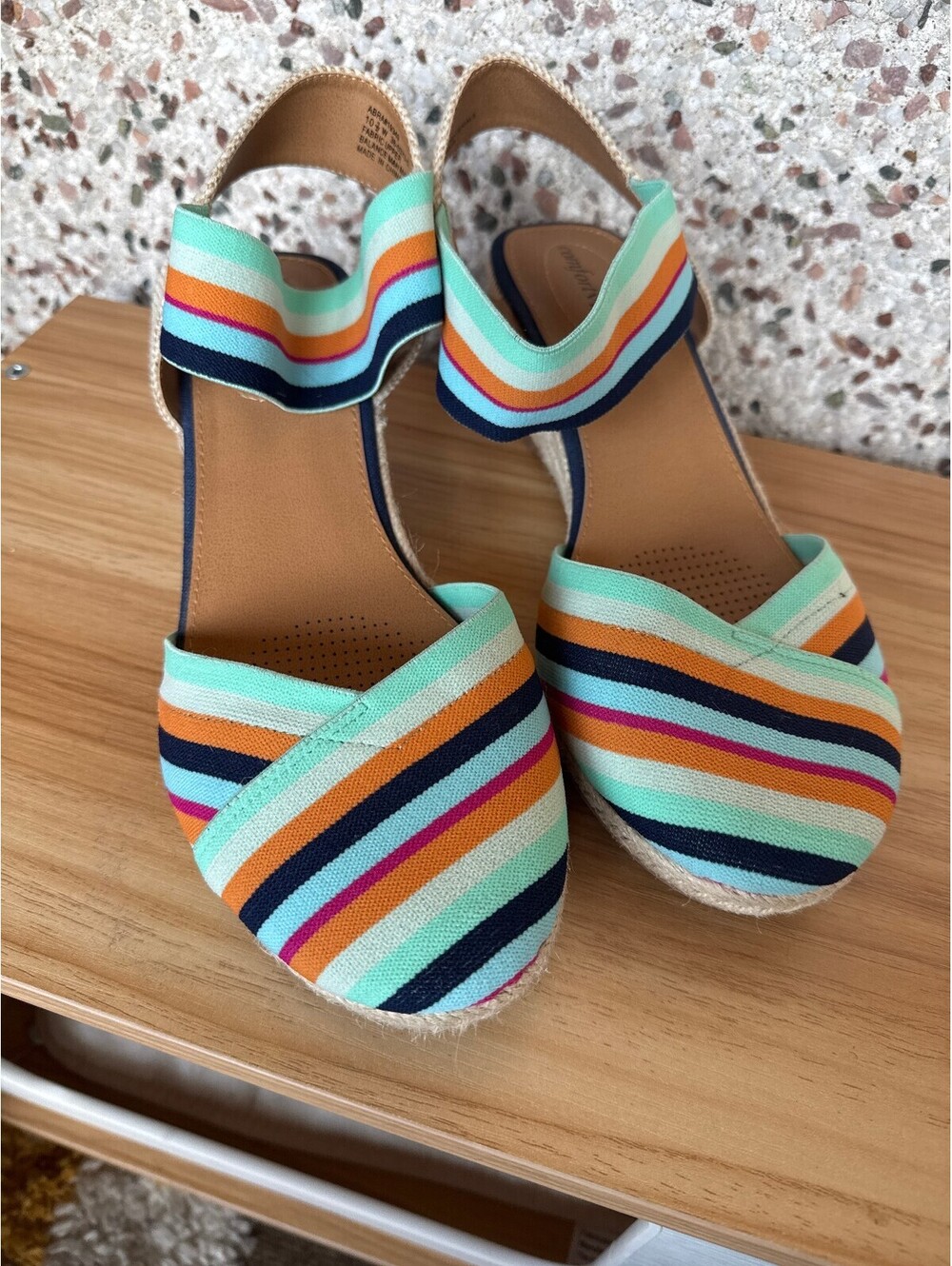 Comfortview The Abra Espadrille Sandals Wide 10.5W Multi Stripe